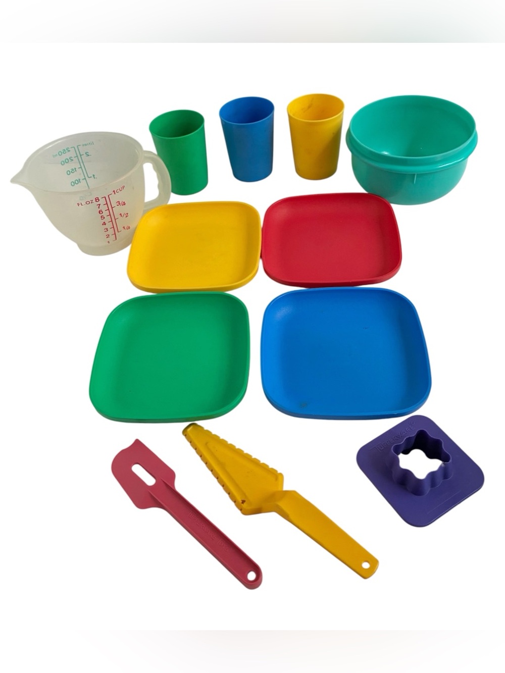 Vintage Tupperware Toys Mini Play Set Lot Plates Cups Mixing Bowl Utensils